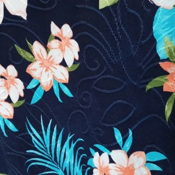 JM Collection Shirt 3X Popover Floral Leaf Tropical Print Shirt Long Sleeve - Picture 2 of 8